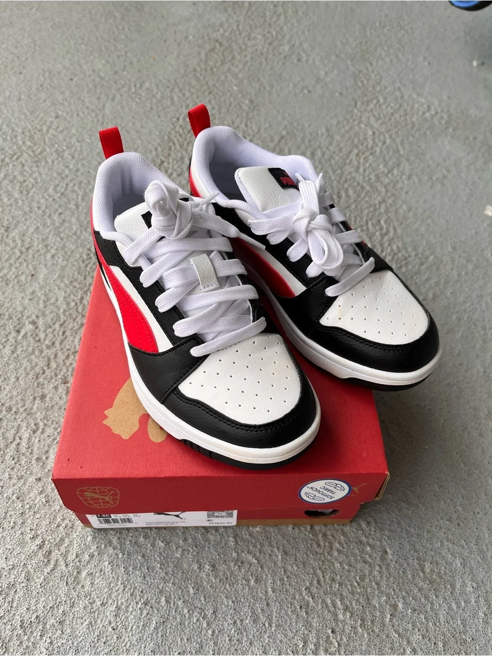Puma Kids Black, White & Red Low-Top Sneakers
